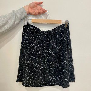 Madewell | Silk Black/White Skirt | Knee-Length, Elastic Waist